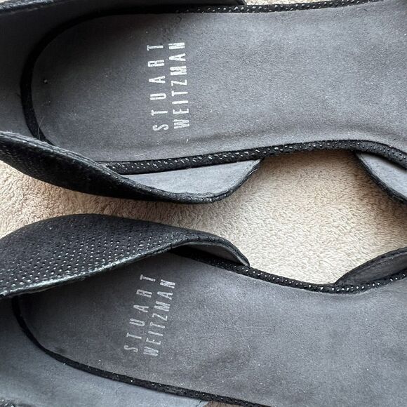 Stuart Weitzman Black Patent Leather Pointed Cap Toe D'Orsay Flat Shoes Women 6 - Picture 13 of 16